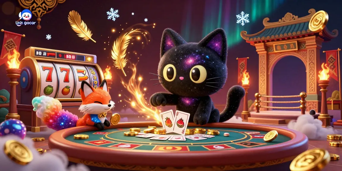 Engage with thrilling slot gacor battles at a cosmic casino table amidst swirling galaxies.