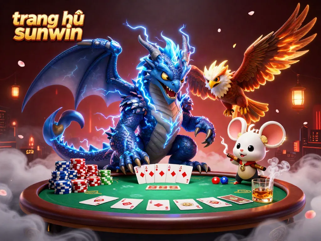 Engaging illustration of a thunder dragon, hawk, and mouse showcasing the excitement of gameplay on trang chủ sunwin.