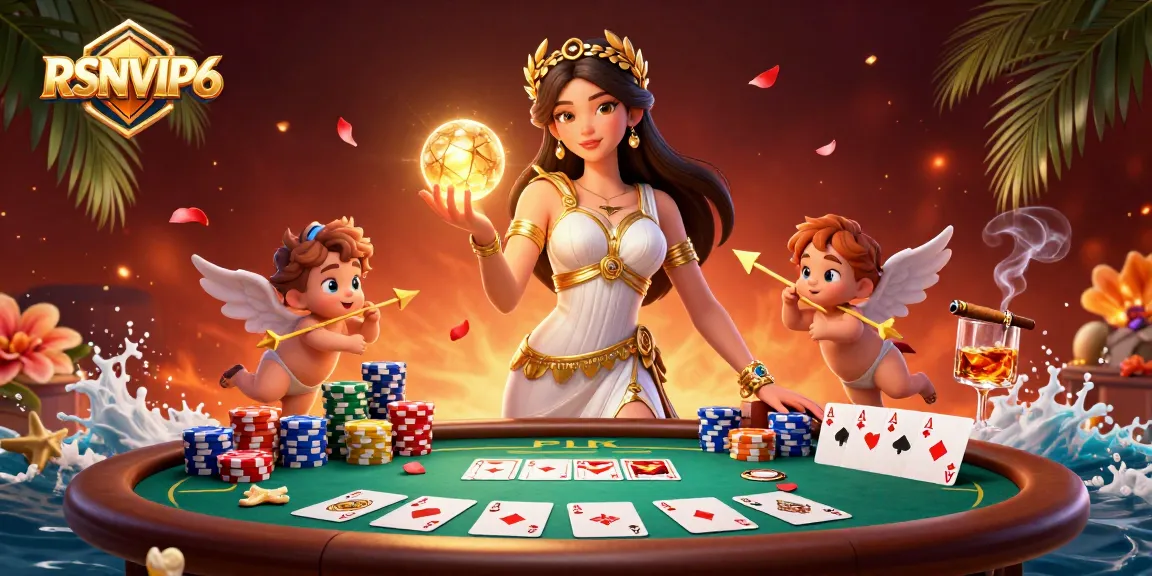 Experience excitement with RSNVIP6 at the vibrant poker table filled with chips and glowing elements.