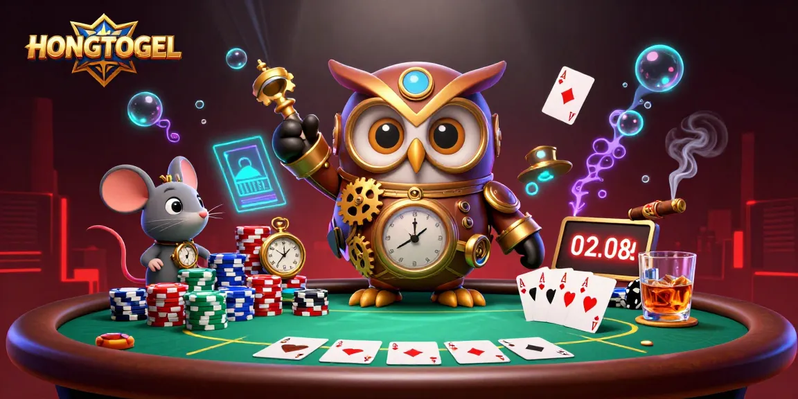 HONGTOGEL menghadirkan suasana kasino dengan karakter hantu waktu dan elemen poker yang dinamis.