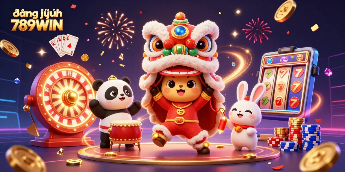 Join the festive fun and đăng nhập 789WIN with colorful casino elements in a vibrant 3D illustration.