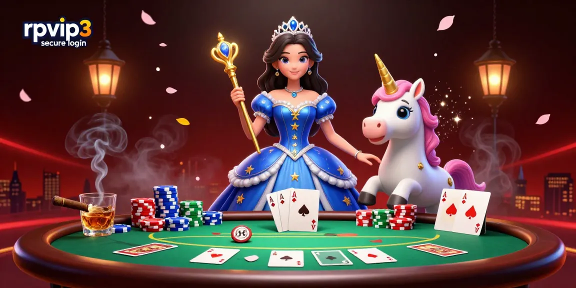 Experience rpvip3 secure login with vibrant poker elements and enchanting characters.