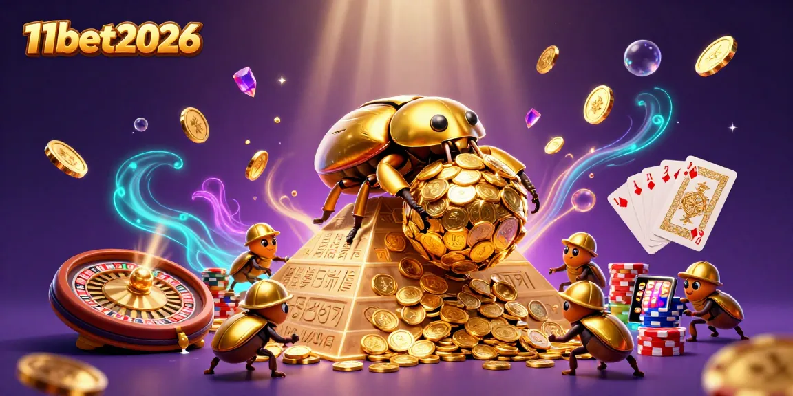 Experience the thrill of 11bet2026 with vibrant casino elements and golden treasures.