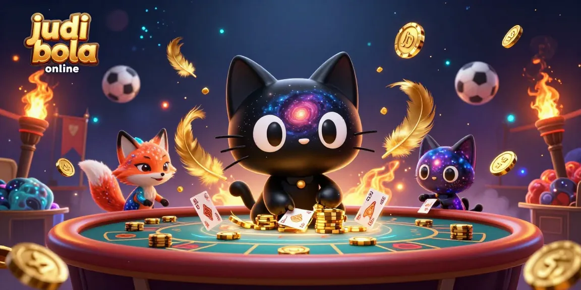 Experience thrilling judi bola online action with a cosmic twist featuring animated characters in a vibrant casino scene.
