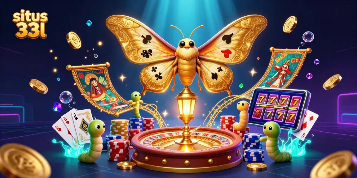 Experience exhilarating gaming at situs 33l with golden moths and rich casino elements.
