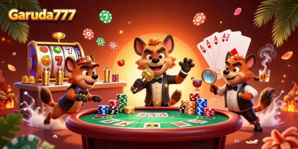Permainan slot menarik dalam Garuda777 dengan karakter kabaret ceria menghadirkan keseruan kasino.