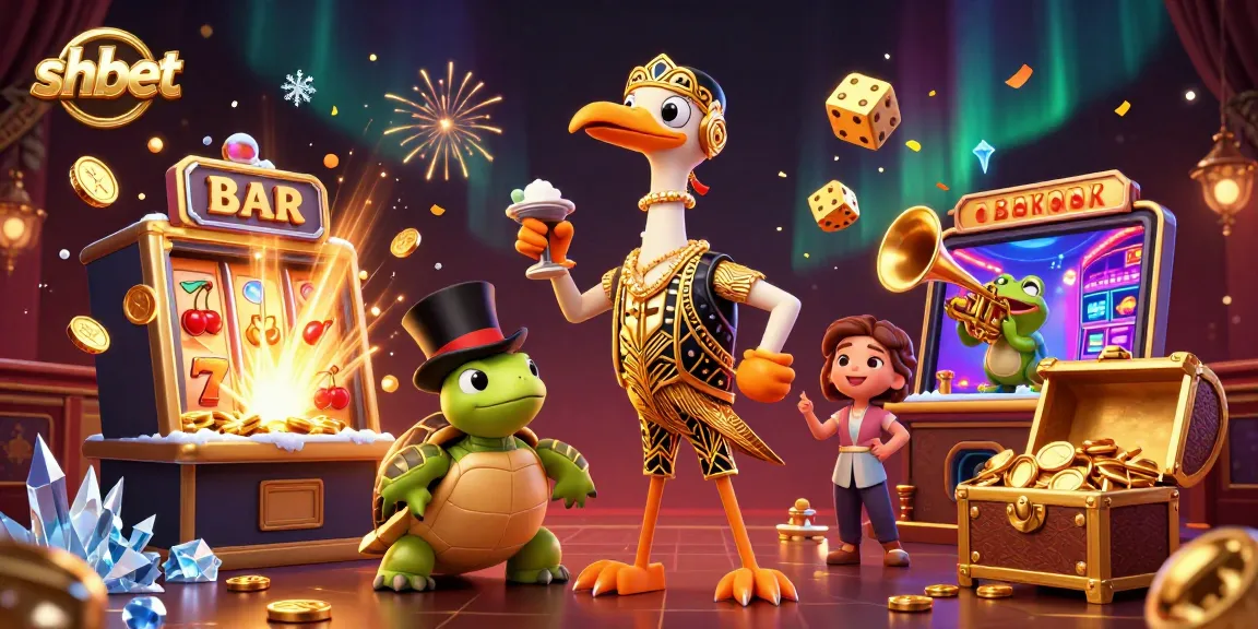 Win big prizes at shbet with a vibrant 3D casino scene featuring animated characters and dynamic gaming elements.