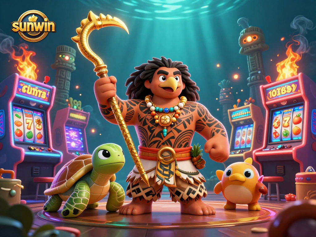 Experience thrilling games at sunwin with our vibrant 3D casino illustration showcasing exciting slots action.