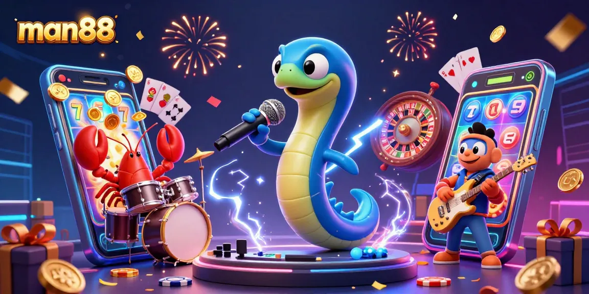 Join the excitement at man88 with a dynamic underwater casino performance featuring vibrant slot games and festive elements.