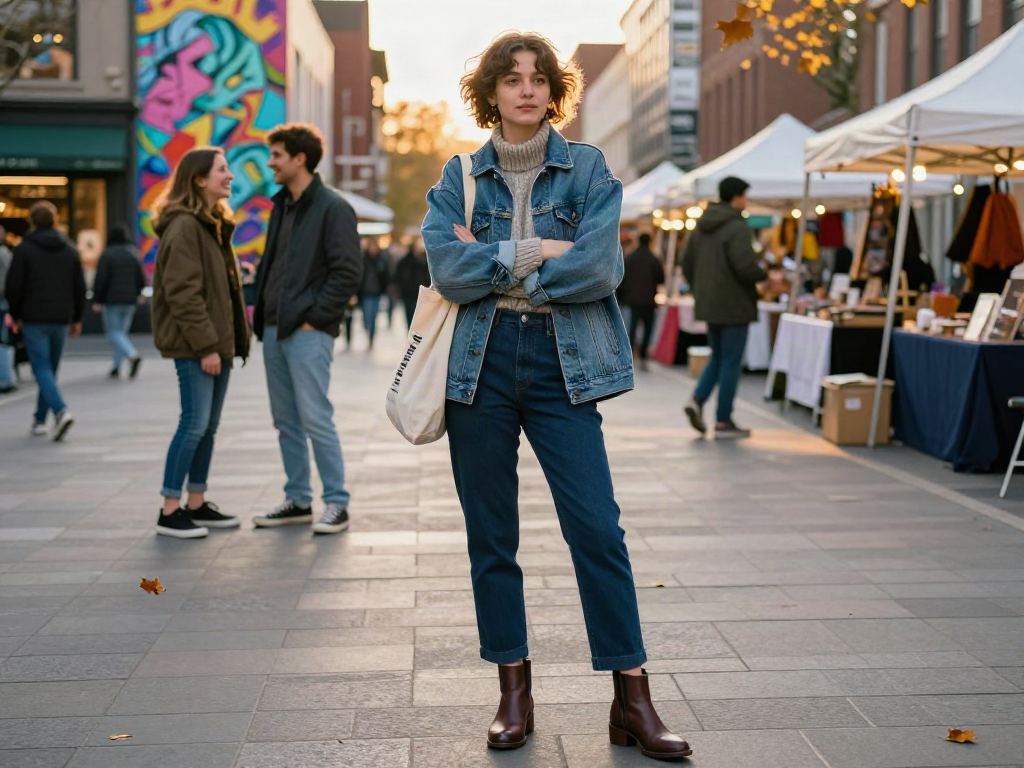 Urban fashion scene showcasing bro138 style and confidence in city square.
