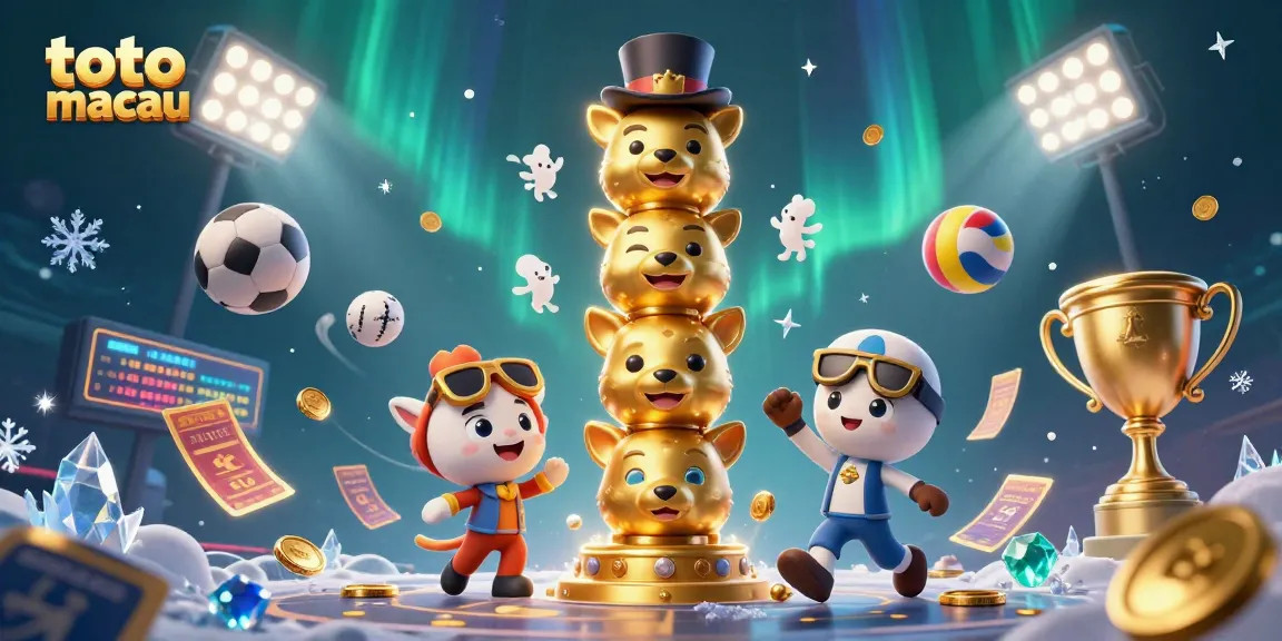 Mengikuti hasil toto macau terbaru dengan ilustrasi totem 3D dan elemen kasino penuh warna.