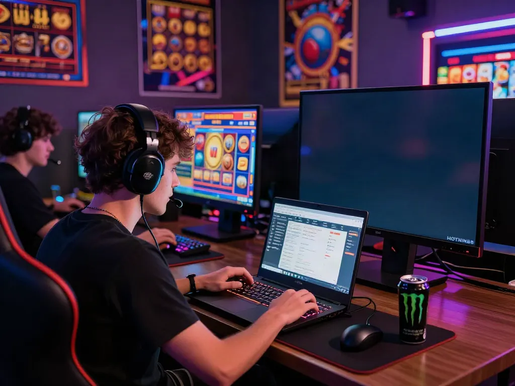Gamer menikmati pengalaman slot gacor online dengan HOTWIN88.