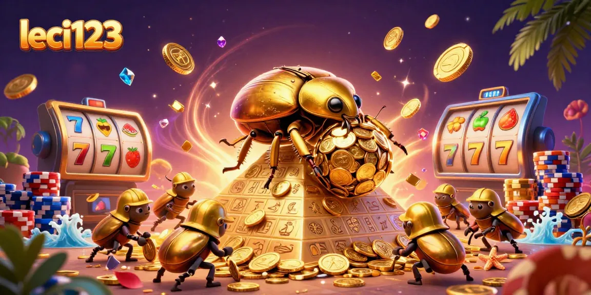 Experience the excitement of leci123 with golden beetles and lucky gaming elements in a vibrant casino setting.