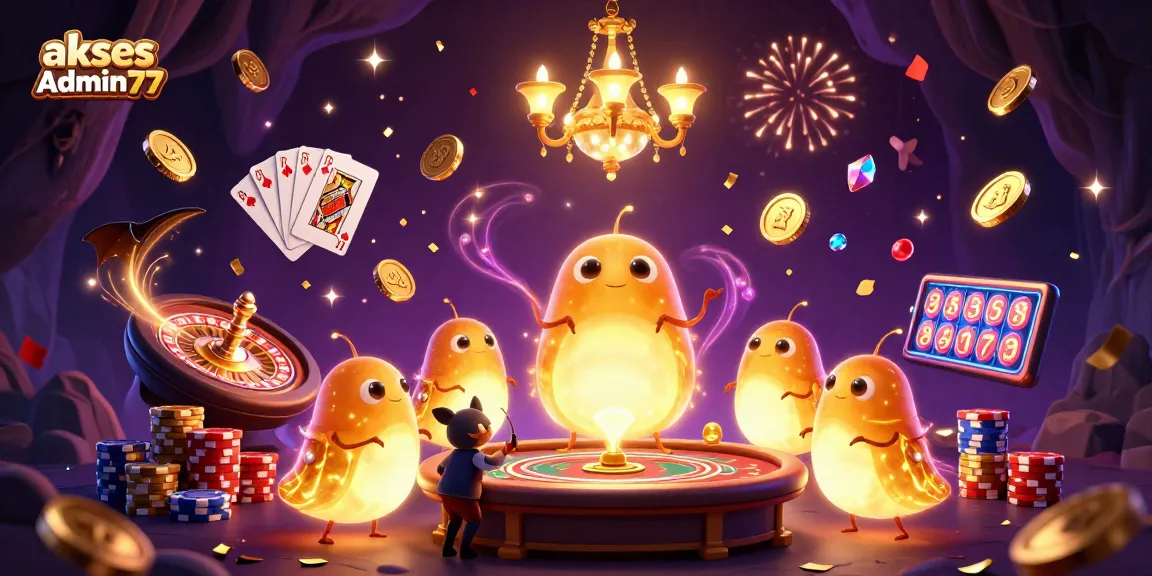 Experience the thrill of winning at akses Admin77 in a vibrant casino illuminated by glowworms.
