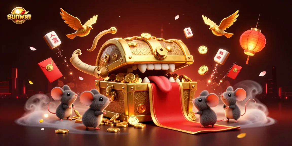 Experience thrilling winnings with sunwin as adventurer mice engage with golden riches and festive game elements.