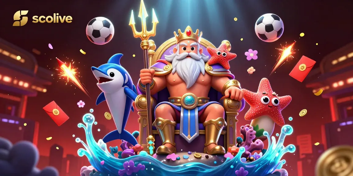Socolive enhances sports betting excitement with a dynamic scene featuring Neptune, samurai, and vibrant elements.