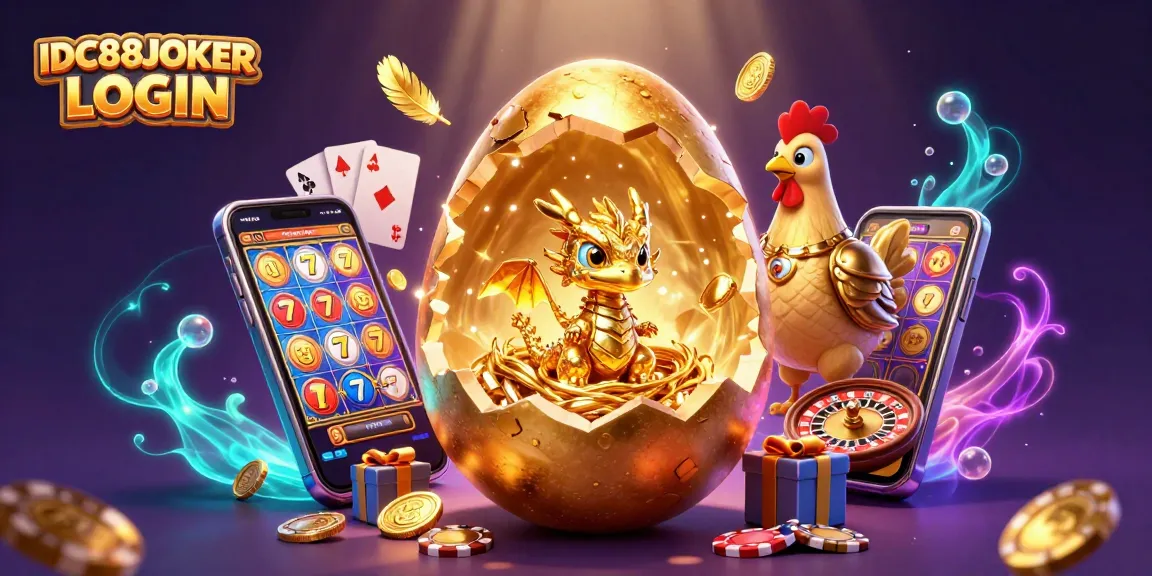 Engage with IDC88JOKER LOGIN through a vibrant scene of a golden dragon amidst a casino adventure.