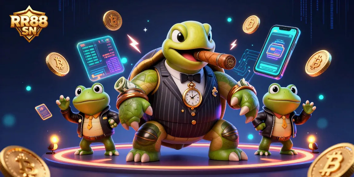 Experience excitement at RR88 SN with a colorful, energetic casino-themed illustration showcasing unique characters and aspects.