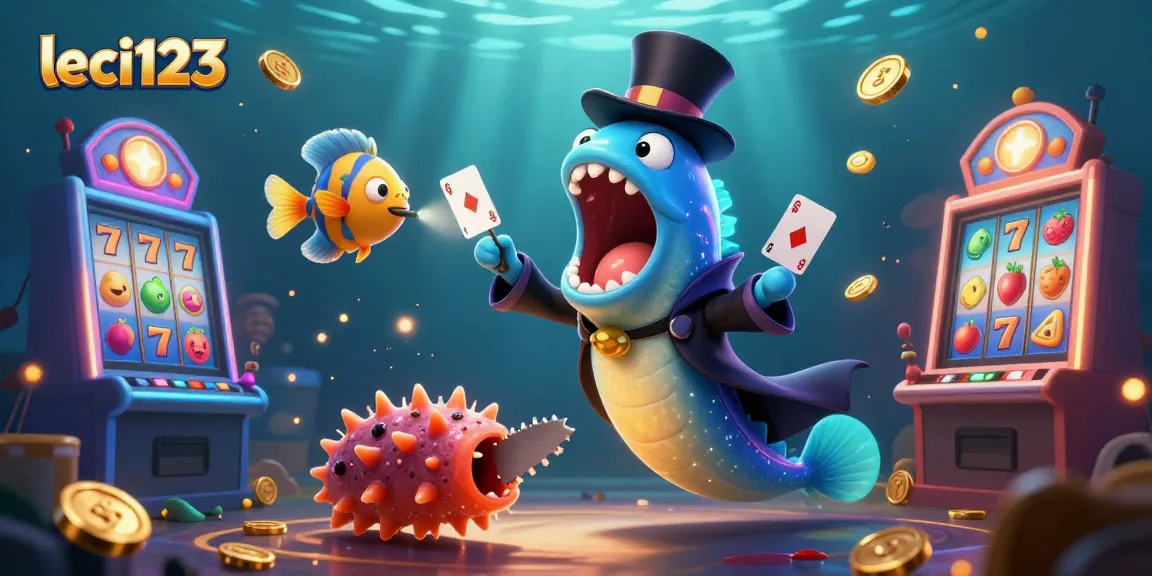 Leci123 invites players to experience magic with a glowing underwater casino scene featuring fantastical sea creatures.