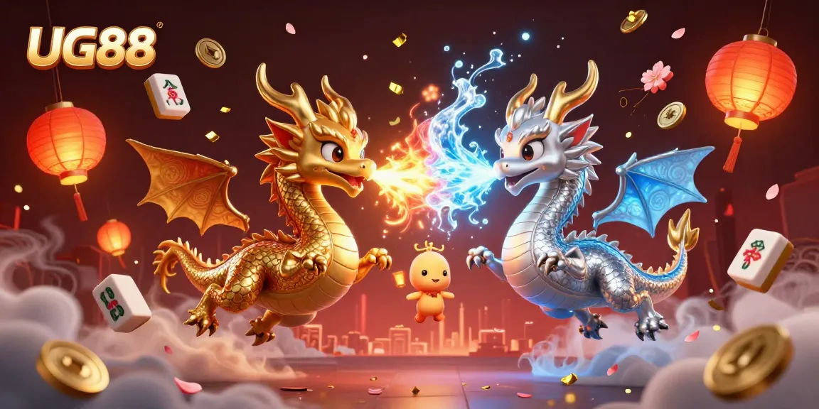 Experience the thrilling world of UG88 with dynamic dragons in a vibrant casino atmosphere.