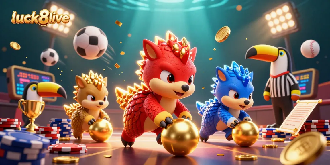 Experience fun with luck8live as pangolins bowl through poker chips in a dynamic casino scene.