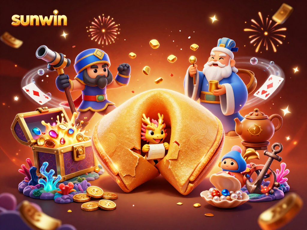 Join in the excitement with sunwin's vibrant casino experience, featuring fortune cookies and treasure galore.