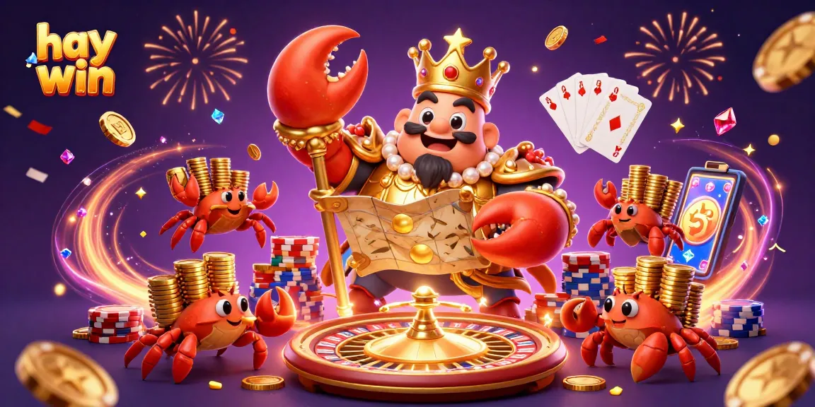 Experience the thrill of the hay win casino with a golden crab emperor, vibrant treasures, and exciting games.