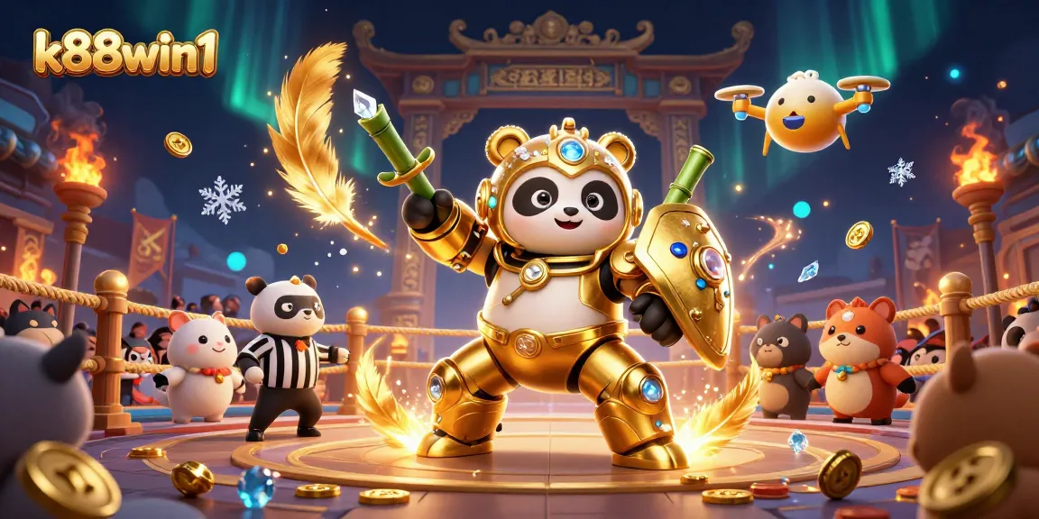 Experience the excitement of k88win1 with a vibrant 3D casino scene filled with animated characters and action.