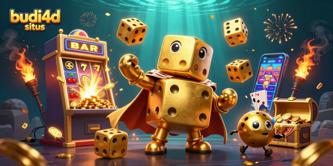 Experience the excitement of budi4d situs with dynamic golden dice and jackpot action in this vibrant casino scene.