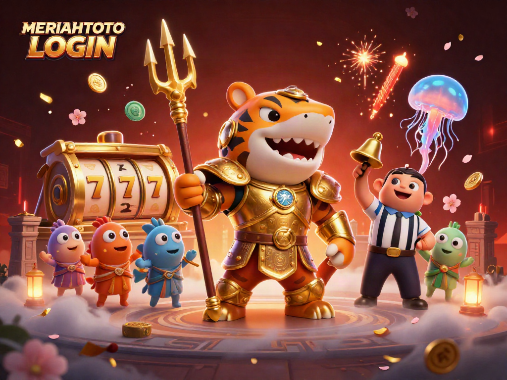 Masuk ke aplikasi MERIAHTOTO LOGIN dengan grafis 3D anggun dan elemen kasino yang mengesankan.