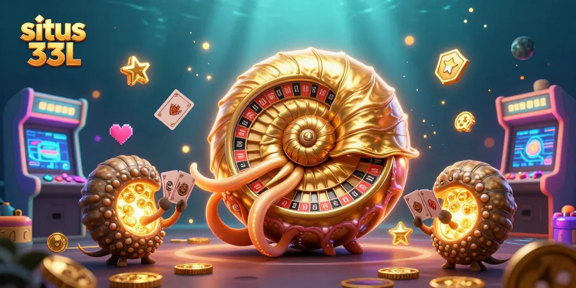 Win big with situs 33L's vibrant gambling illustration featuring casino elements.