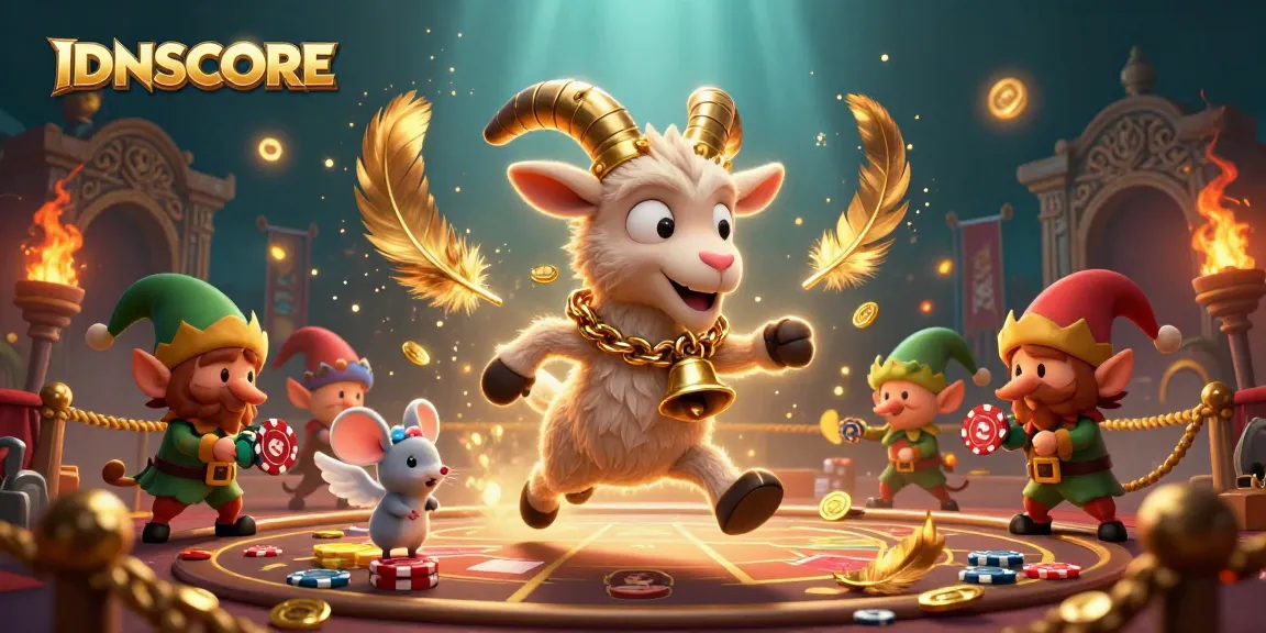 IDNSCORE players revel in dynamic casino action surrounded by vibrant game elements and characters.
