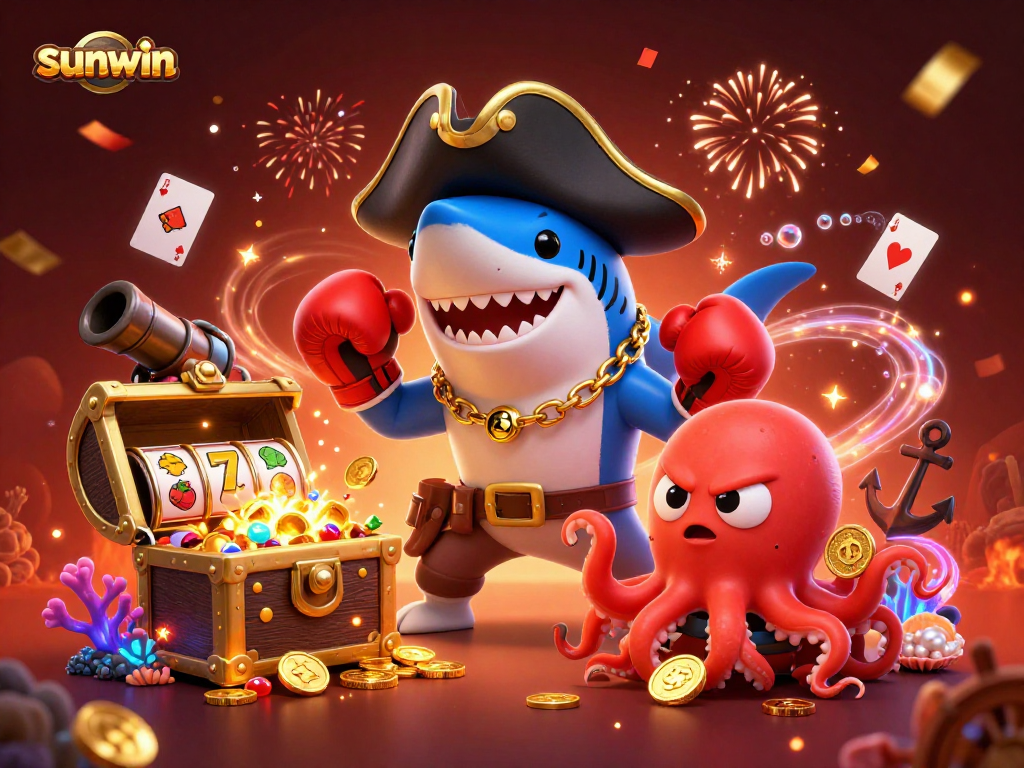Join the excitement with Sunwin as our pirate shark and friends dive into slot reels and treasure!