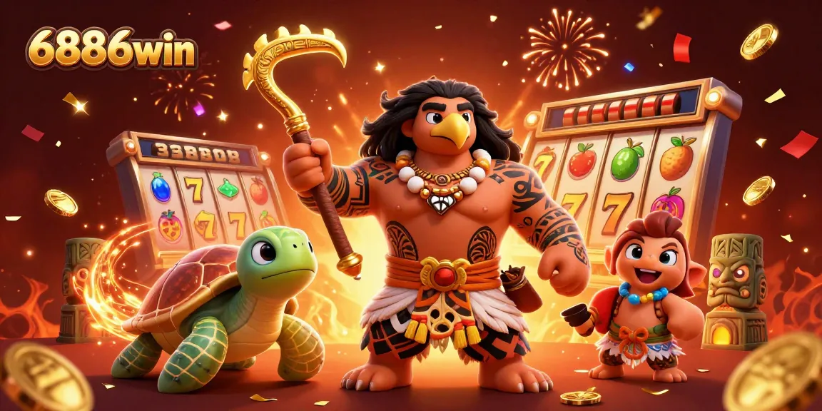 Experience the excitement at 6886win with vibrant slots, jackpot counters, and dynamic scenes.