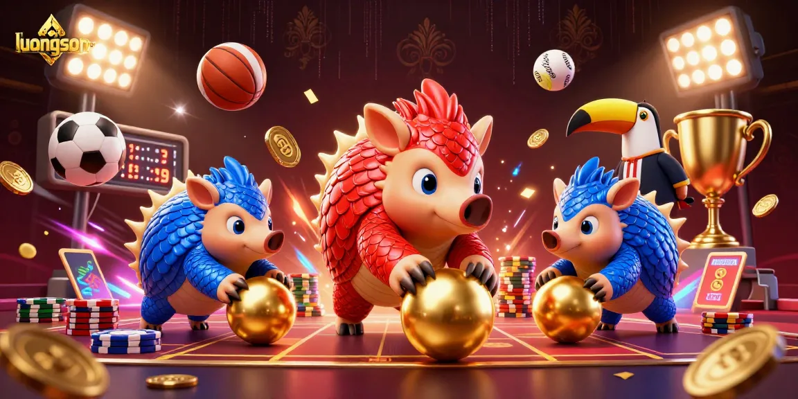 Experience exciting gameplay with luongson tv featuring animated pangolins rolling through poker chips.