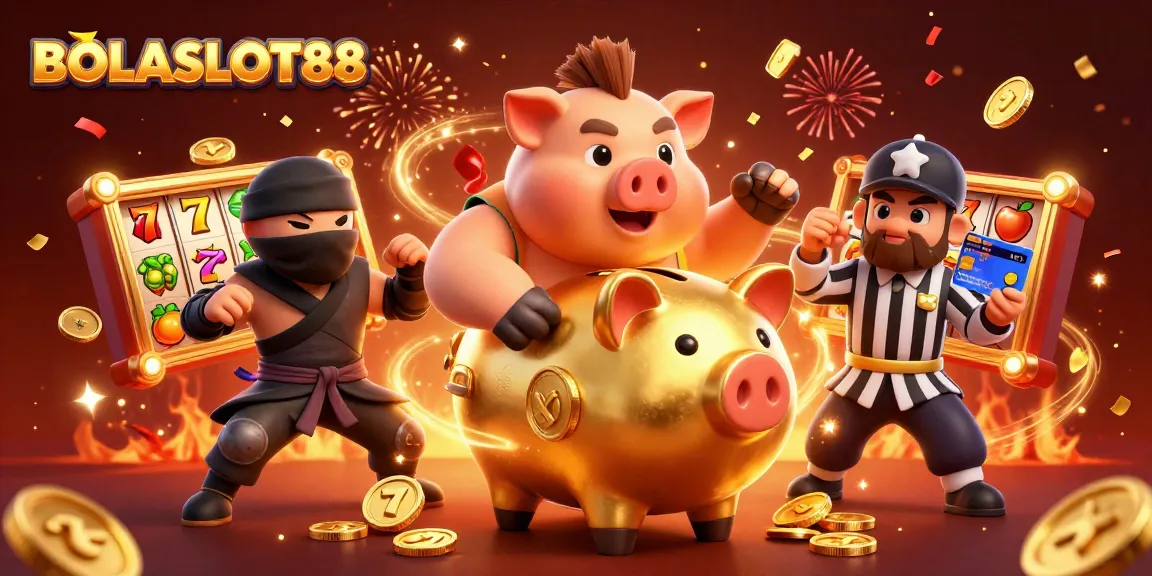 Gambaran dinamis BOLASLOT88 dengan karakter dan permainan slot yang menarik.