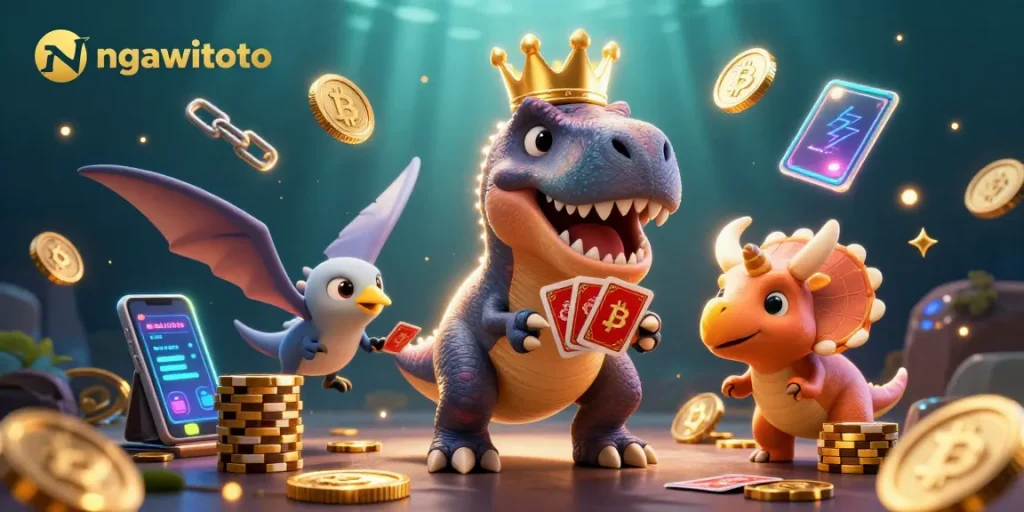 Menangkan permainan di Ngawitoto dengan dinosaur dan koin kripto bersinar!